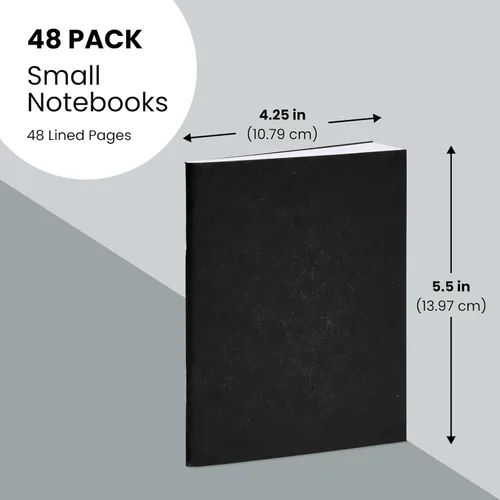 Miniatura 3 de Cuadernos pequeños a rayas a granel, cubierta de papel kraft negro, paquete de 48 mini diarios de composición de 4.25 x 5.5 pulgadas para niños