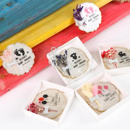 Miniatura 9 de HTF - Paquete de 5 imanes personalizados de resina epoxi para baby shower, regalos para baby shower, regalos de baby shower, revelación de género