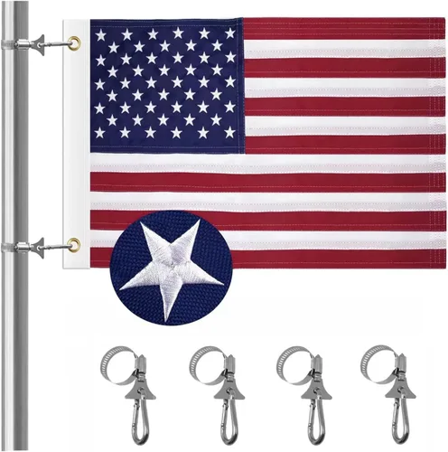 Miniatura 8 de Bandera marina de 12 x 18 pulgadas con kits de 4 postes – Bandera de barco estadounidense con 50 estrellas para barco y yate
