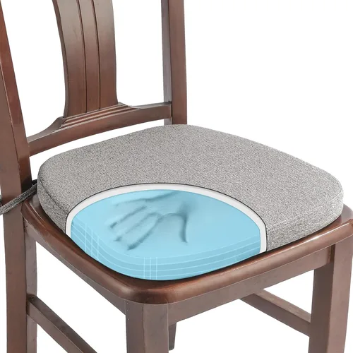 Miniatura 35 de SINOSSO Paquete de 4 cojines de espuma viscoelástica para sillas de comedor, tela tejida amigable de 16 pulgadas en forma de U, cómodas almohadillas