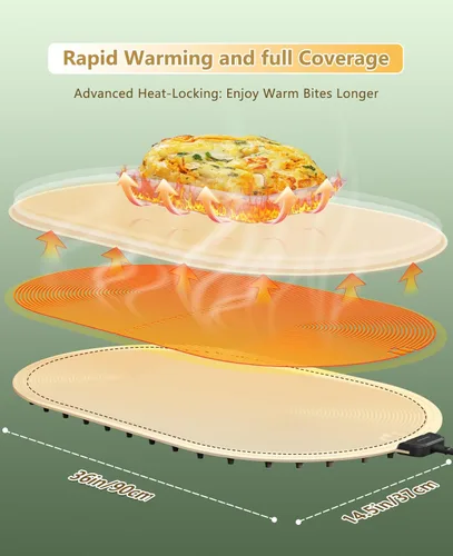 Miniatura 4 de Alfombrillas de calentamiento de alimentos para encimera extra grandes (XXL 36"x15"), almohadilla térmica eléctrica para alimentos, alfombrilla