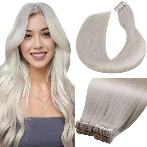 Miniatura 69 de LaaVoo - Extensiones de cabello humano Remy adhesivas con cinta invisible, cabello negro natural, extensiones de cabello para mujeres de color, 20