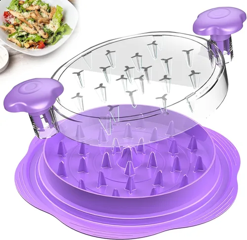 Miniatura 14 de SURETIVIAN Desmenuzadora de Pollo Desmenuzadora de Pechuga de Pollo Grande Herramienta Giratoria con Cepillo y Tenedor, Máquina Desmenuzadora de Rojo