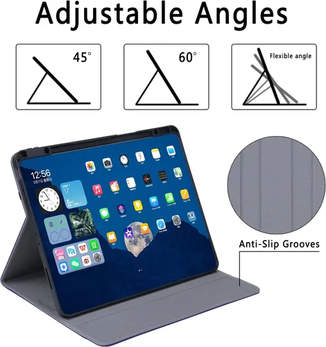 Miniatura 7 de HFcoupe Stitch - Funda para iPad Air 13 2026 M4 / 2025 M3 / 2024 M2, iPad Pro 12.9 6ª 5ª 4ª 3ª generación, soporte para lápices, soporte Azul marino