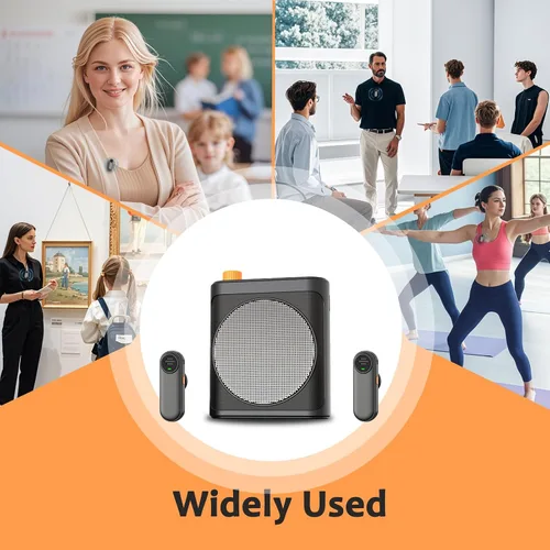 Miniatura 9 de Amplificador de voz Micrófono inalámbrico con Lavalier magnético, amplificador de voz Bluetooth para profesores con 2 micrófonos, micrófono portátil