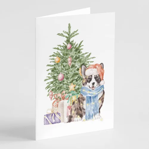 Miniatura 67 de Caroline's Treasures CK8213GCA7P Bulldog, Bulldog Inglés #2 - Tarjetas de felicitación y sobres de árbol de Navidad, paquete de 8 tarjetas en blanco