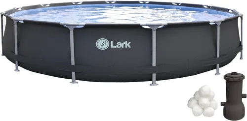 Miniatura 8 de Lark Piscina sobre el suelo con marco de fibra de vidrio de 12 pies x 30 pulgadas, a prueba de óxido, color grafito con sistema de bomba