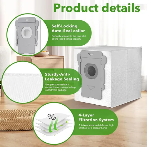 Miniatura 7 de Paquete de 20 bolsas de vacío para iRobot Roomba i7 i7+ i8 i8+ i3 i3+ i4 i4+ i6 i6+ j7 j7+ s9 s9+, s9plus, I & S & J Series Clean Base Bolsas