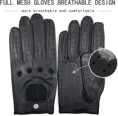 Miniatura 5 de ZLUXURQ Guantes de conducción profesionales de cuero con pantalla táctil para hombre, sin forro - Suaves y delgados de piel de cordero italiano