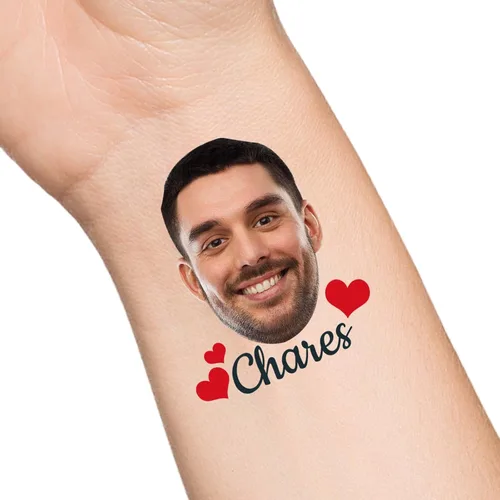 Miniatura 26 de Tatuajes temporales personalizados con texto de nombre, tatuaje temporal personalizado con logotipo fotográfico para adultos, parejas, mujeres