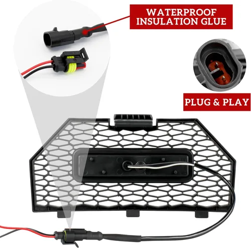 Miniatura 5 de SAUTVS Radiador de pantalla frontal con luz para Polaris Sportsman 850 1000 2017-2025, rejilla frontal de malla con barra de luz LED para Polaris
