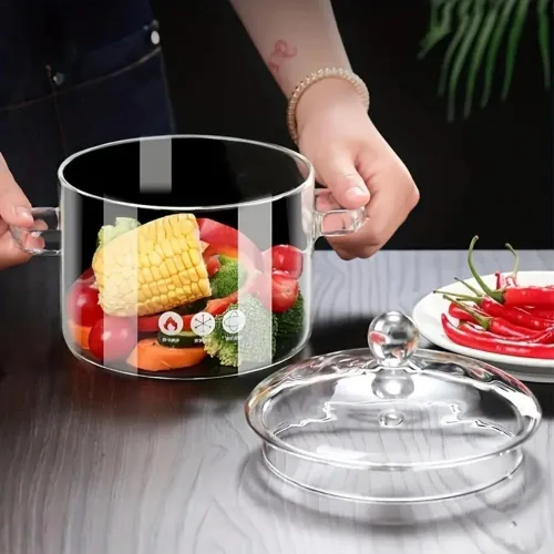 Miniatura 7 de Olla de vidrio de 1.6L/57Oz con tapa, olla de cocina para estufa con asa y tapa, olla transparente para sopa con tapa, para sopa, leche, comida