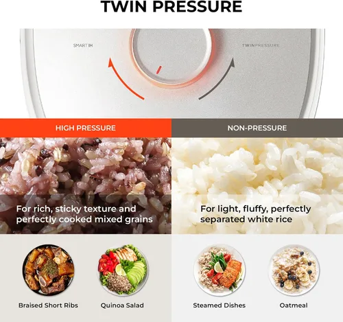Miniatura 7 de CUCKOO Olla arrocera a presión doble de 6 tazas sin cocer / 12 tazas cocidas con tecnología de calentamiento por inducción, sistema de presión