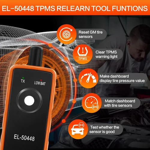 Miniatura 2 de Herramienta de reaprendizaje TPMS para sensor de neumáticos de automóvil, FIRSTOOL EL-50448 TPMS herramienta de reinicio de neumáticos, herramienta