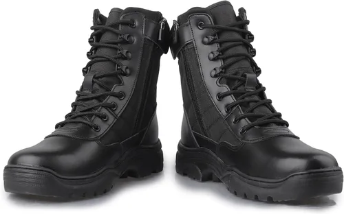 Miniatura 6 de Botas tácticas militares de combate para hombre, con cremallera lateral, botas de trabajo para el ejército y la policía, antideslizantes para tareas