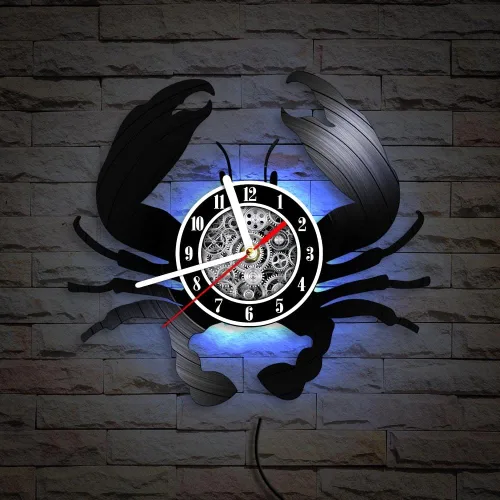 Miniatura 9 de The Geeky Days Big Crab - Reloj de pared LED con mando a distancia, 7 colores, luz de 12 pulgadas, cuarzo silencioso, náutico, océano, mariscos