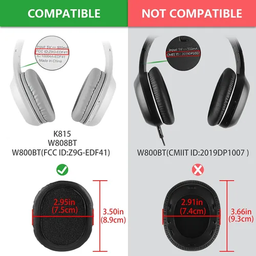 Miniatura 3 de Geekria QuickFit Almohadillas de repuesto para Edifier W800BT (FCC ID:Z9G-EDF41), K815, W808BT almohadillas para auriculares, accesorios