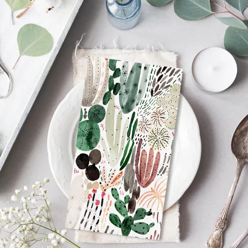 Miniatura 3 de 100 servilletas de cactus para invitados, servilletas de papel desechables de verano, acuarela, plantas, cena, toalla de mano para el hogar, cocina