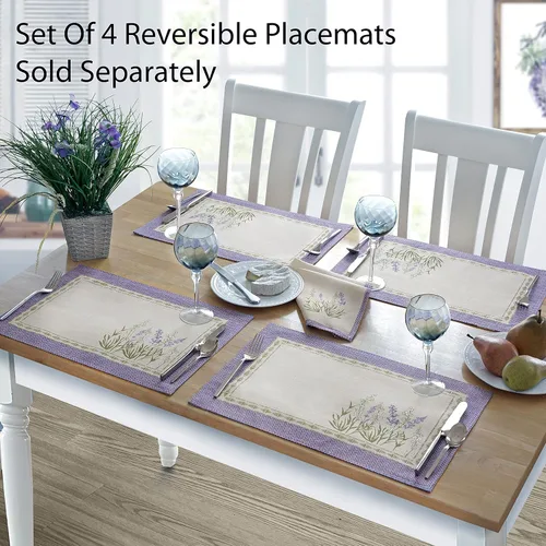 Miniatura 4 de Home Bargains Plus Provence - Juego de 8 servilletas cuadradas, estampado floral de campo de lilas Blanchard, resistentes a las arrugas y a