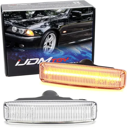 iJDMTOY Lentes semisclaras ámbar Full LED Fender Blink Side Marker Luces indicadoras de señal de giro compatibles con BMW 1996-2003 E39 525i 528i