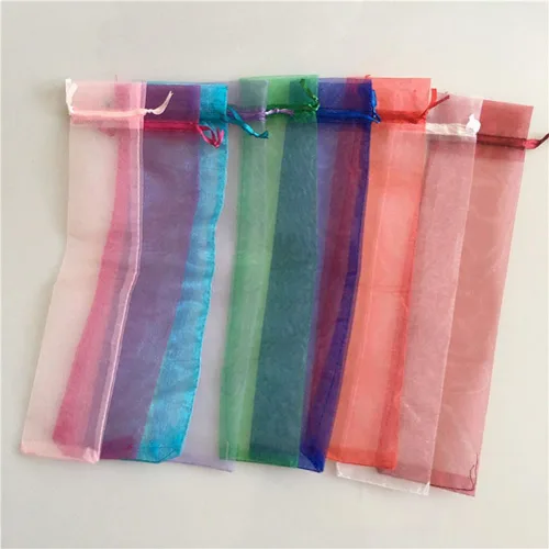 Miniatura 6 de Healifty Bolsas de regalo de organza con cordón, paquete de 50 bolsas pequeñas de malla de tul de 4.20 x 0.90 pulgadas, para bodas, fiestas, dulces