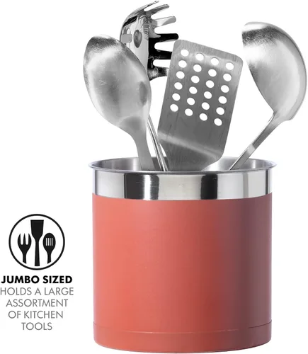 Miniatura 3 de OGGI - Portautensilios de acero inoxidable extragrande - Organizador de utensilios de cocina de 7", con base con peso para mayor estabilidad
