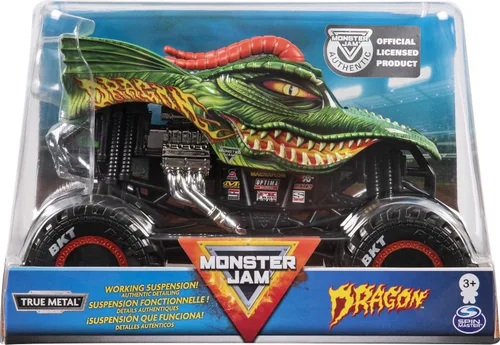 Miniatura 9 de Monster Jam, Camión monstruo dragón oficial, vehículo fundido a presión, escala 1:24