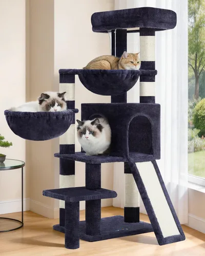 Miniatura 10 de Gitelsnour Árbol para gatos, torre para gatos con condominio, 2 cestas, plataforma grande, tabla para rascar, postes rascadores para gatos