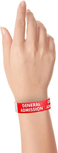 Miniatura 4 de 500 Wristco - Pulseras Tyvek rojas de admisión general para eventos, ¾ x 10 pulgadas, impermeables, reciclables, cómodas, resistentes a desgarros