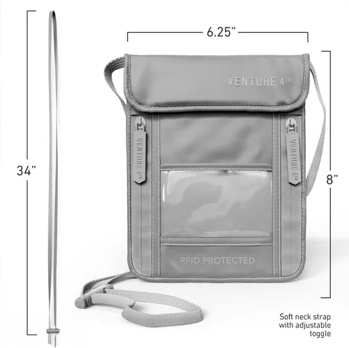 Miniatura 49 de Venture 4th bolsa de cuello de viaje con traba RFID, gris), V4-01-NP-GR