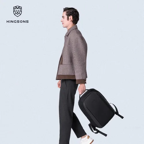 Miniatura 7 de Kingsons Mochila con compartimento para laptop de 15.6 pulgadas para hombres, mochila de negocios delgada y duradera para el trabajo, viajes