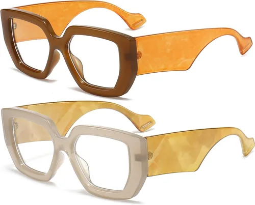 Miniatura 29 de AIEYEZO Gafas de luz azul con marco grueso para hombres y mujeres, gafas cuadradas de moda para computadora, antifatiga ocular y previenen el dolor