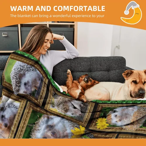 Miniatura 4 de Regalos de erizo para mujeres y hombres, manta de forro polar con estampado de erizo, mantas de franela suaves y acogedoras para sofá, cama, sofá