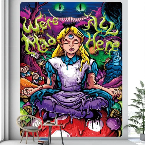 Miniatura 2 de Tapiz de anime para niña, divertido tarot para colgar en la pared, carteles decorativos estéticos diarios para dormitorio, sala de estar