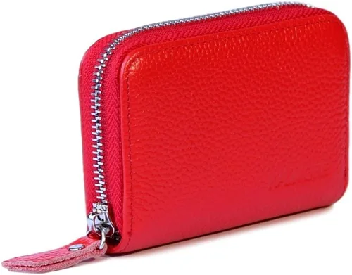 Miniatura 3 de Women's Leather RFID Zipper Card Wallet Small Purse with Id Window