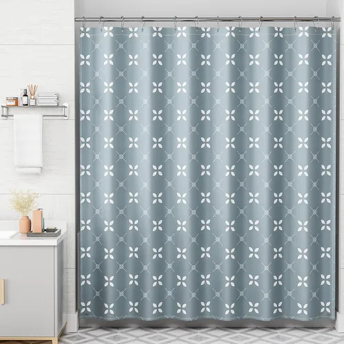 Miniatura 56 de AmazerBath Cortina de ducha floral, juego de cortinas de ducha lavables de tela con 12 ganchos para cortina de ducha, cortinas de ducha de tela C