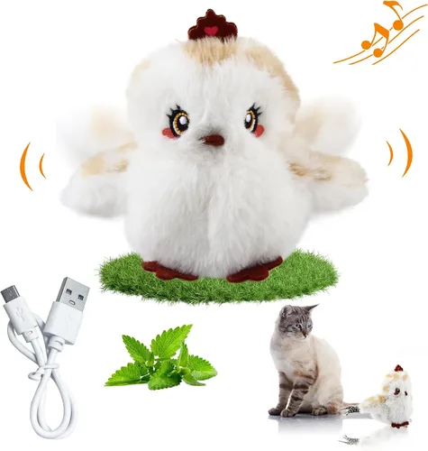 Gigwi Flappy Bird - Juguete para gatos de interior, recargable y realista, juguete interactivo para gatos, pájaro aleteado, alas y canto animado,