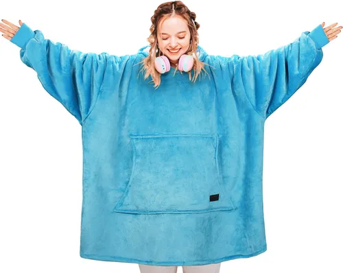 Miniatura 3 de Solaris - Sudadera tipo manta con capucha, cálida, supersuave y acogedora, de gran tamaño, de sherpa, para hombres y mujeres, con bolsillo grande
