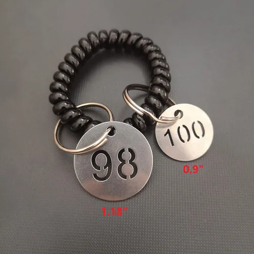 Miniatura 5 de Diámetro de 1.18 pulgadas de acero inoxidable hueco, etiquetas clave con anillos (1-10)