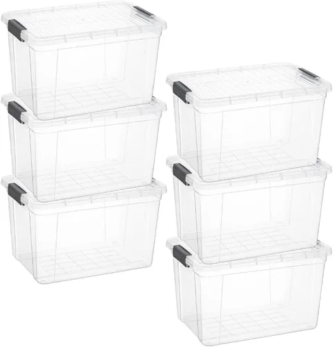 Miniatura 14 de Superio Contenedor de plástico transparente de 7.4 cuartos con tapa, no tóxico, sin BPA, sin olor, caja de almacenamiento organizadora, recipiente