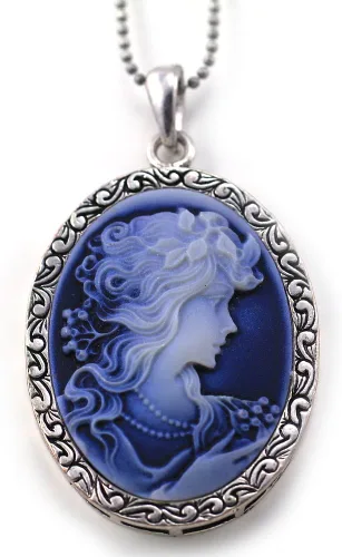Miniatura 2 de Soulbreezecollection Collar con colgante de camafeo azul para mujer, No aplicable