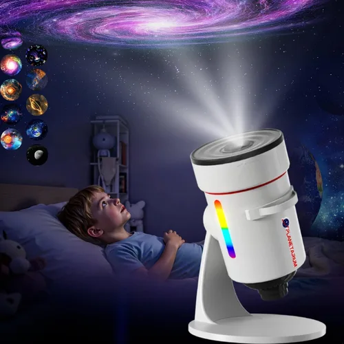 Proyector de Galaxia, Lente de Proyector de Estrellas 4K HD Mejorada, 10 Diapositivas Imagen Planetario Luces de Dormitorio, Luces de Techo Rotación