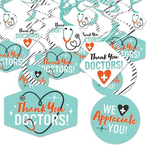 Big Dot of Happiness Thank You Doctors - Decoraciones colgantes para la semana de agradecimiento al médico, remolinos de decoración de fiesta del