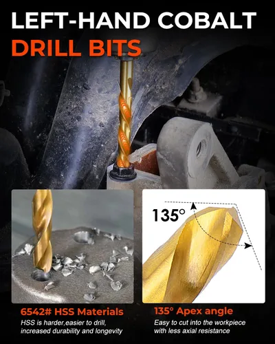 Miniatura 4 de Juego de 24 piezas de extractor de tornillos y brocas de mano izquierda, juego de extractor de tornillos fácil de quitar con broca de reversa