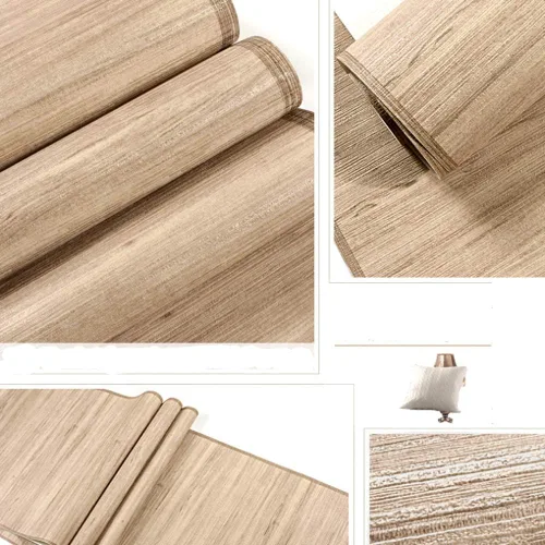 Miniatura 4 de Q QIHANG Papel tapiz chino retro de PVC de grano de madera de imitación de pajita, sushi, restaurante, sala de estar, dormitorio, tatami, estudio