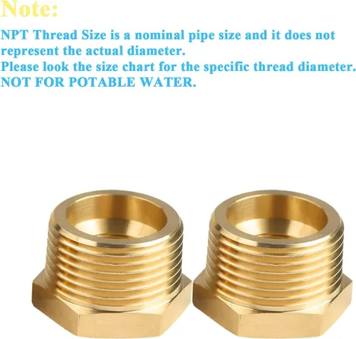Miniatura 6 de 6 piezas de latón reductor hexagonal buje roscado montaje de tubería 1/2 pulgada NPT macho x 1/4 pulgadas NPT de latón resistente adaptador de tubo