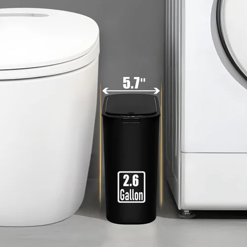 Miniatura 5 de TIPGO - Cubo de basura automático con sensor de movimiento para baño con tapa, basurero táctil de 2.6 galones, papelera de basura inteligente