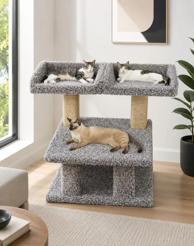 New Cat Condos Poste para gatos extra grande con 2 perchas para ventana