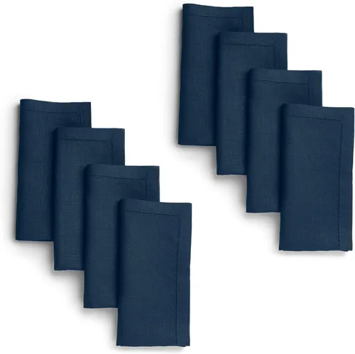 Miniatura 29 de D'Moksha Homes - Servilletas de tela - 20 x 20 pulgadas - Azul marino - Juego de 4 servilletas de lino 100 % puro con vainica, lavables, para otoño