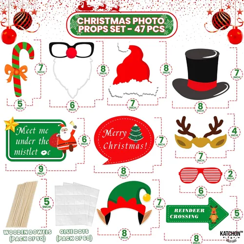 Miniatura 2 de KatchOn, Accesorios para cabina de fotos de Navidad, paquete de 47, pequeños bricolaje, decoraciones de Navidad para interiores, exteriores